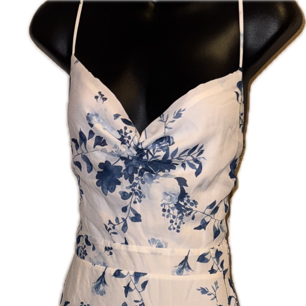 Take me to Santorini women’s blue and white maxi bohemian dress with slip